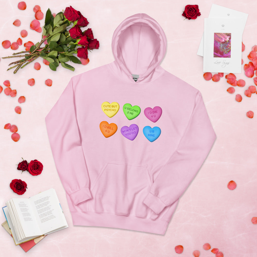 Psychopath Candy Hearts Unisex Hoodie