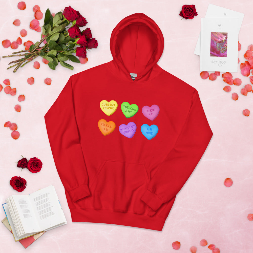 Psychopath Candy Hearts Unisex Hoodie